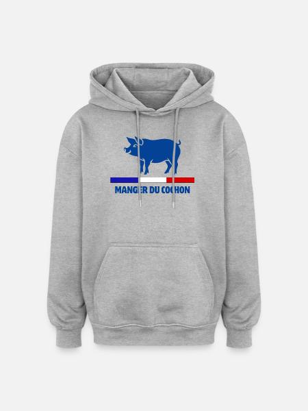 manger du cochon, boucher, boucherie - Sweat à capuche oversize unisexe - gris chiné