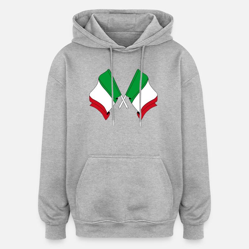 Drapeaux de l’Italie croisés - Sweat à capuche oversize unisexe - gris chiné
