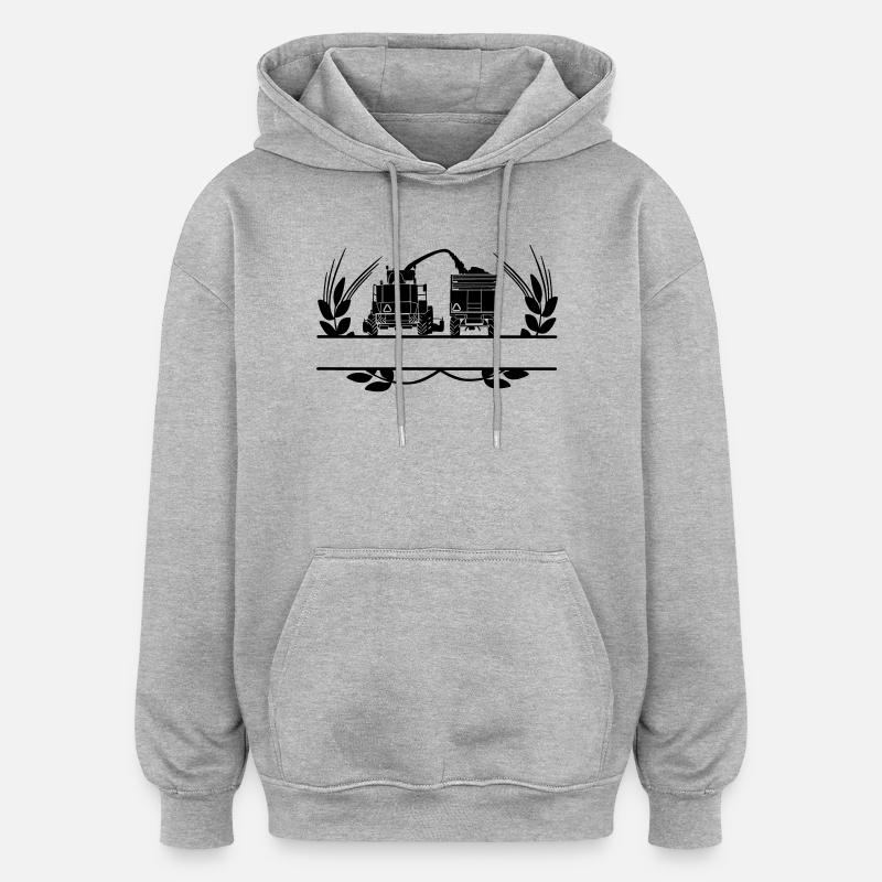 Grain logo Déchiqueteuse couronne de laurier - Sweat à capuche oversize unisexe - gris chiné