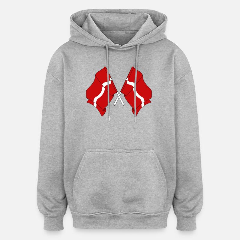 Deux drapeaux Lettonie - Sweat à capuche oversize unisexe - gris chiné