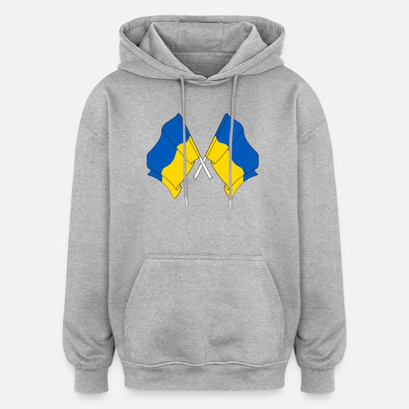 Deux drapeaux Ukraine - Sweat à capuche oversize unisexe - gris chiné