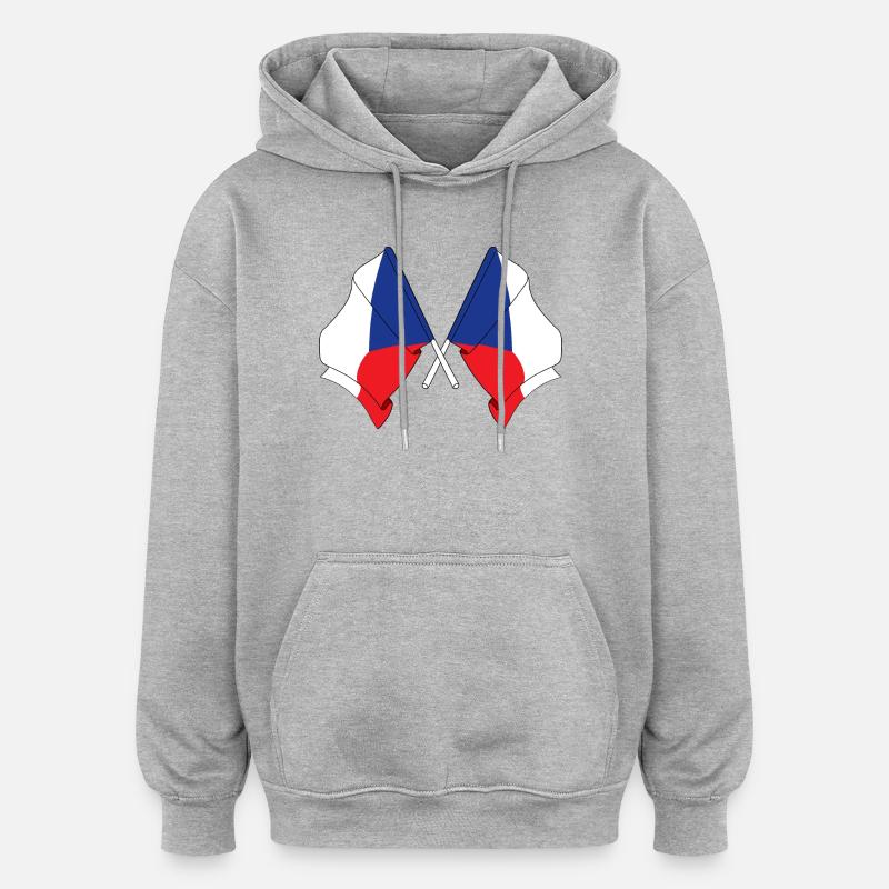 Deux drapeaux République tchèque - Sweat à capuche oversize unisexe - gris chiné