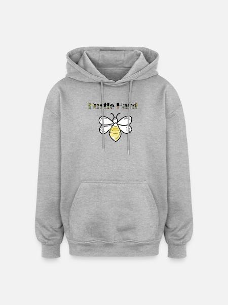 hustle hard bees - Oversized Unisex Hoodie - heather grey