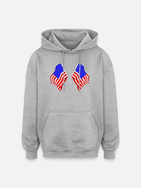Two flags USA - Oversized Unisex Hoodie - heather grey