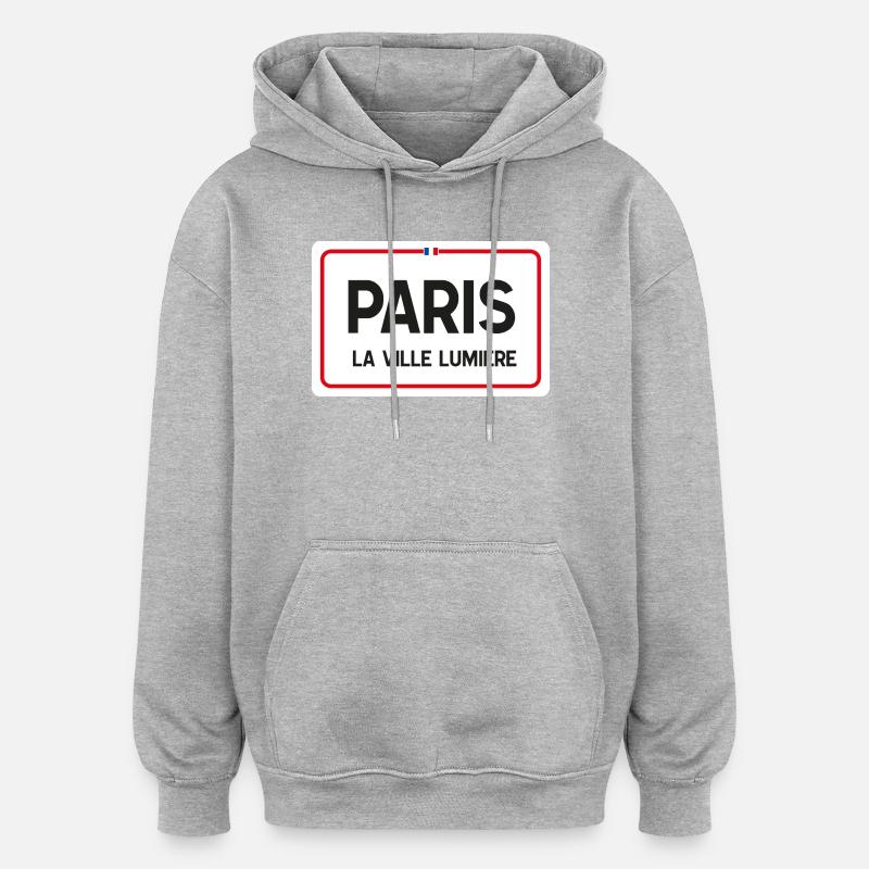 Enseigne toponymique Paris - Sweat à capuche oversize unisexe - gris chiné