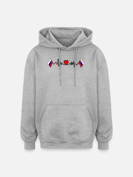 Herzfrequenz-Cardio für die Slowakei - Oversized Unisex Hoodie - Grau meliert