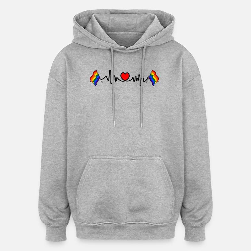 Herzfrequenz-Cardio für den Regenbogen - Oversized Unisex Hoodie - Grau meliert
