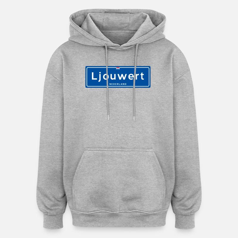 Panneau toponymique Ljouwert (Leeuwarden) - Sweat à capuche oversize unisexe - gris chiné