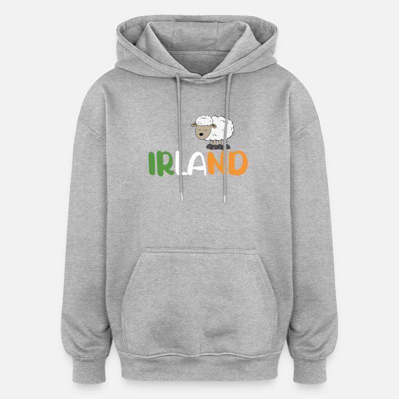 Moutons d’Irlande - Sweat à capuche oversize unisexe - gris chiné