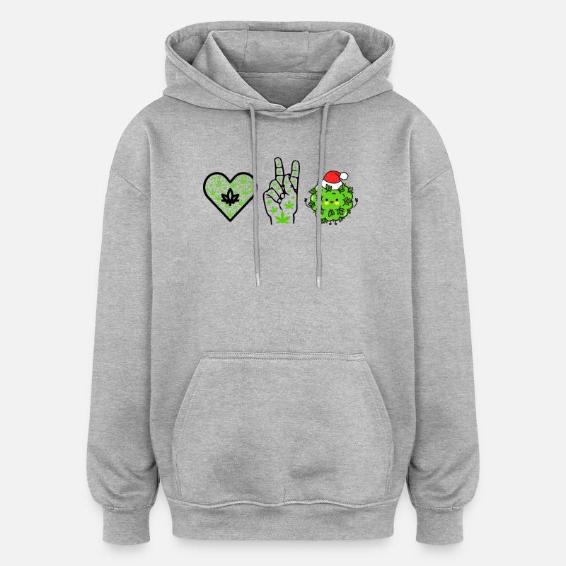 Amour, Paix et Bonheur / Joyeux Noël - Sweat à capuche oversize unisexe - gris chiné