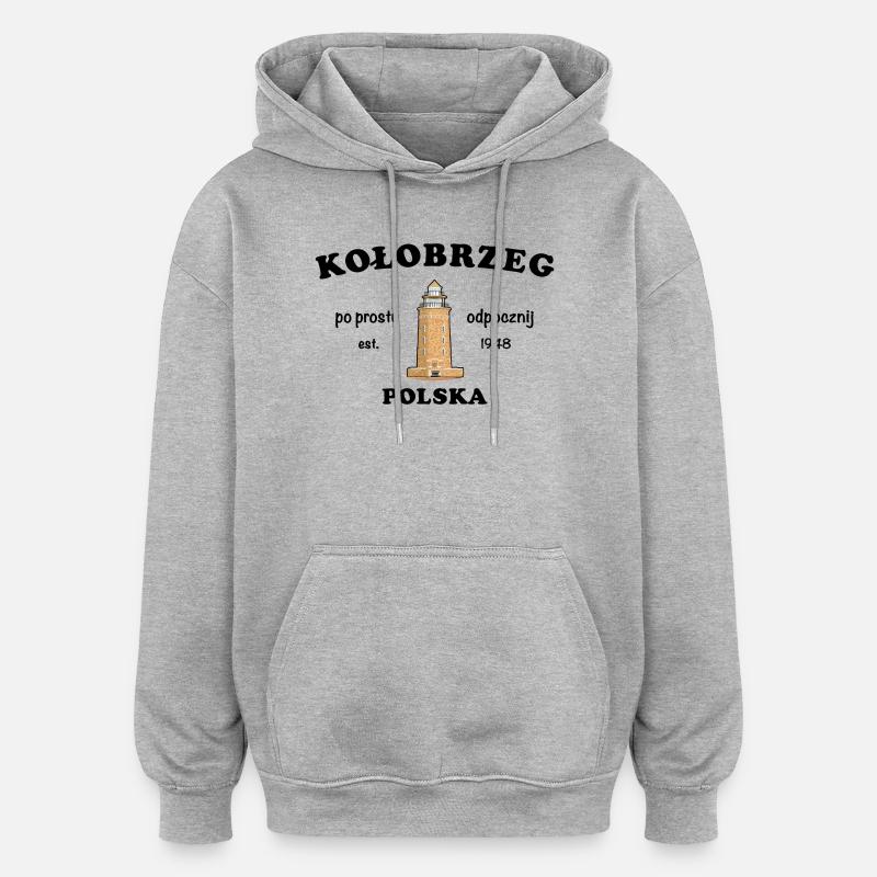 Kołobrzeg, Juste se détendre, Polonais - Sweat à capuche oversize unisexe - gris chiné