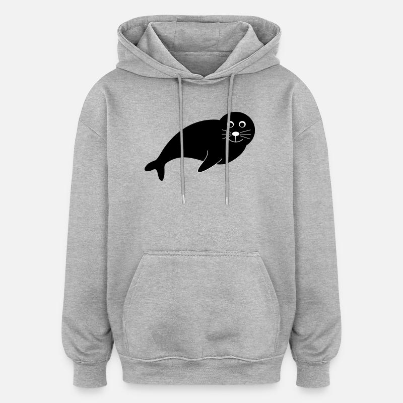 Sceaux, phoques, phoques, phoques animaux - Sweat à capuche oversize unisexe - gris chiné