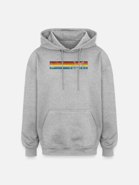 Rainbow Stripe Bicycle Silhouette - Oversized Unisex Hoodie - heather grey