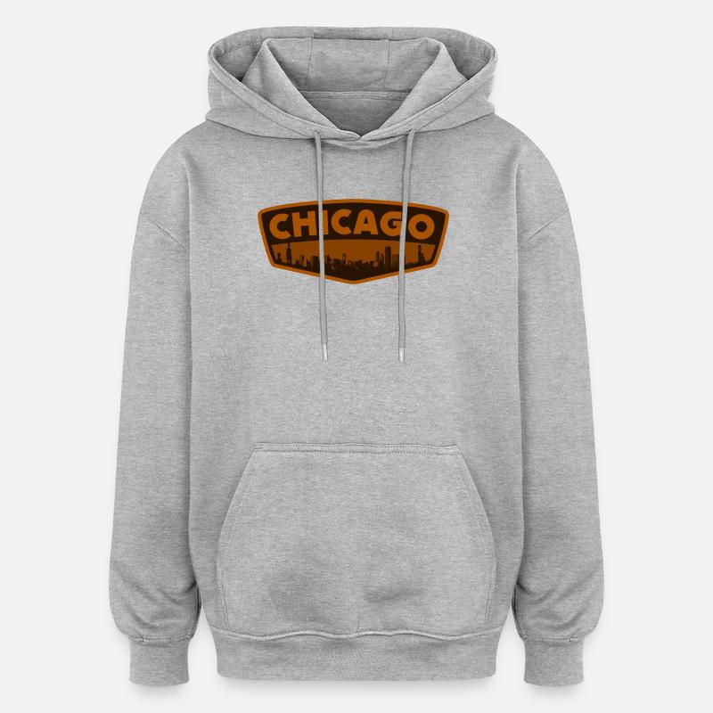 Chicago Skyline Patch Retro - Oversized Unisex Hoodie - Grau meliert