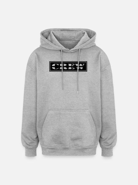 Crew Design im Patch Format - Oversized Unisex Hoodie - Grau meliert