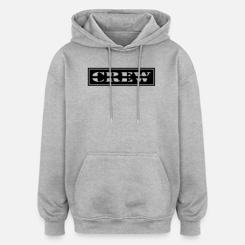 Crew Design im Patch Format - Oversized Unisex Hoodie - Grau meliert