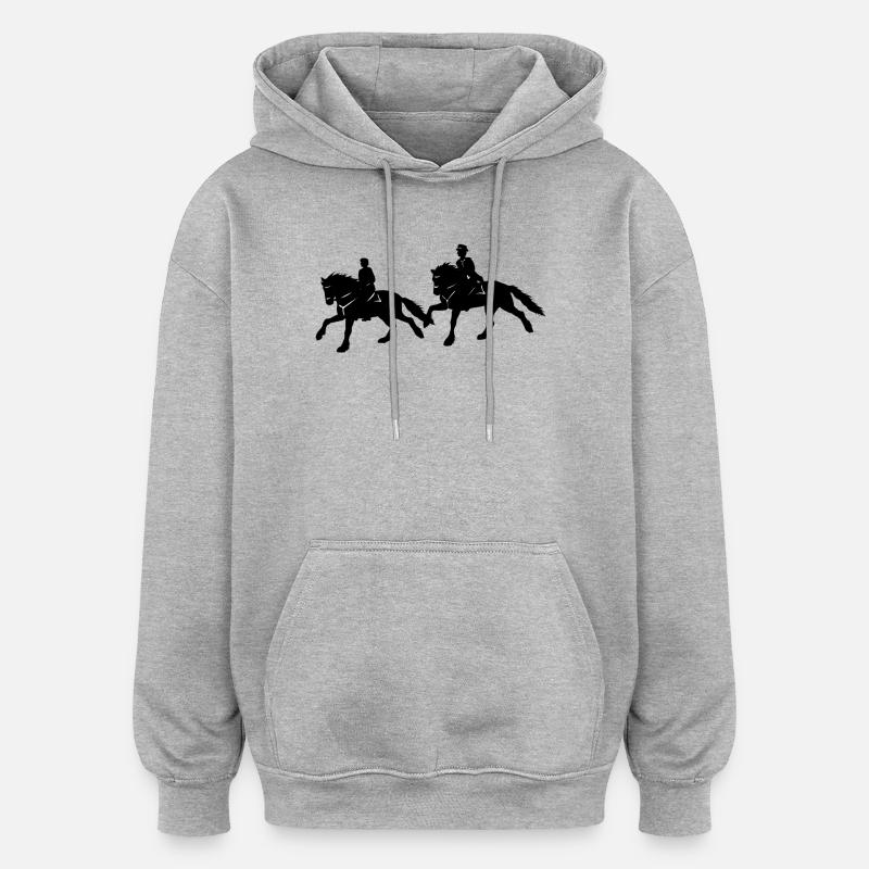 Cavalier frison - Sweat à capuche oversize unisexe - gris chiné