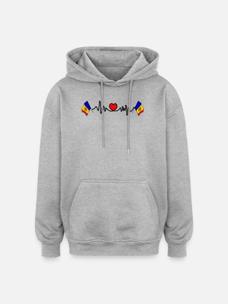 Herzfrequenz-Cardio für Moldawien - Oversized Unisex Hoodie - Grau meliert