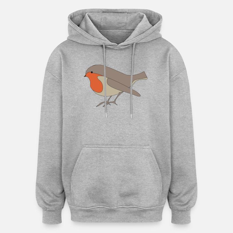 Rotkehlchen - Oversized Unisex Hoodie - Grau meliert