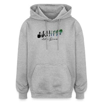 Let's Grow - Sweat à capuche oversize unisexe - gris chiné - Devant - Noah (186cm)