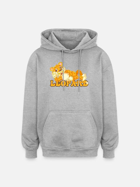 Leopard Cub Cartoon Pop Art - Oversized Unisex Hoodie - heather grey