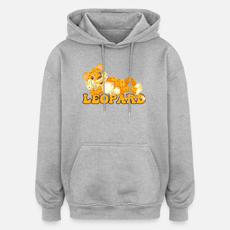Leopard Cub Cartoon Pop Art - Oversized Unisex Hoodie - heather grey