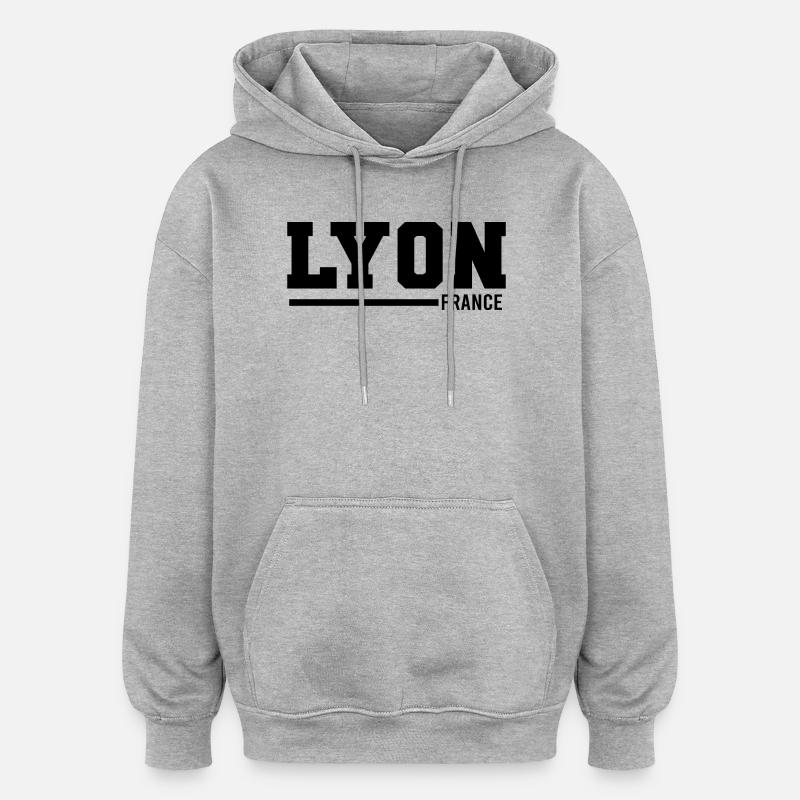 Lyon | France - Sweat à capuche oversize unisexe - gris chiné