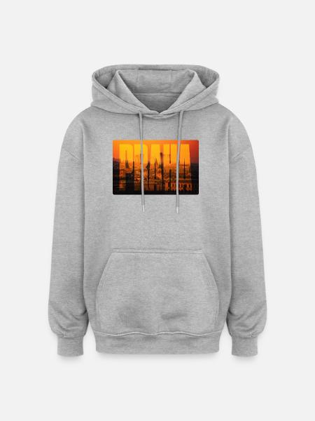 Prague Sunset Skyline - Oversized Unisex Hoodie - heather grey