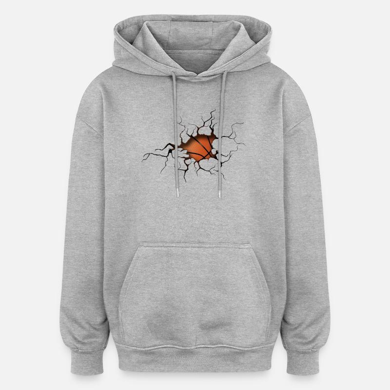 Silhouette de basket en demi-teinte - Sweat à capuche oversize unisexe - gris chiné