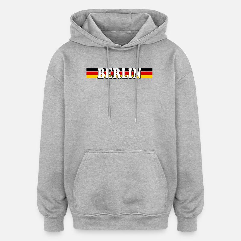 Berlin bandeau drapeau allemand - Sweat à capuche oversize unisexe - gris chiné