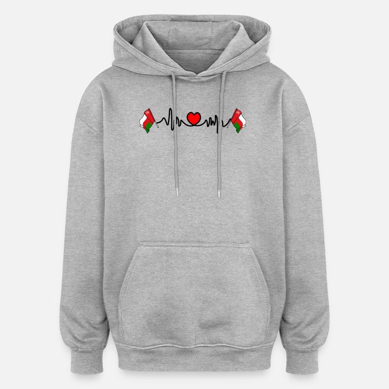 Herzfrequenz-Cardio für Oman - Oversized Unisex Hoodie - Grau meliert