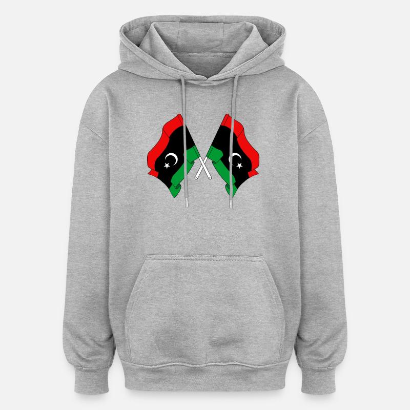 Zwei Flaggen Libyen - Oversized Unisex Hoodie - Grau meliert