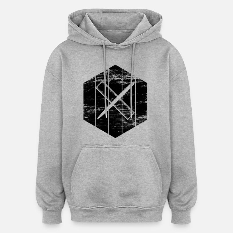 Croquis de plume et de règle - Sweat à capuche oversize unisexe - gris chiné