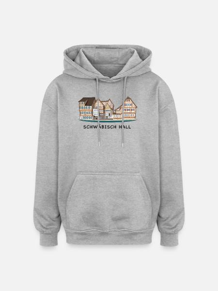 Schwäbisch Hall, Southern Germany, Drawing - Oversized Unisex Hoodie - heather grey