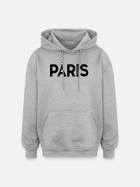 Design Paris baguette bérêt - Sweat à capuche oversize unisexe - gris chiné