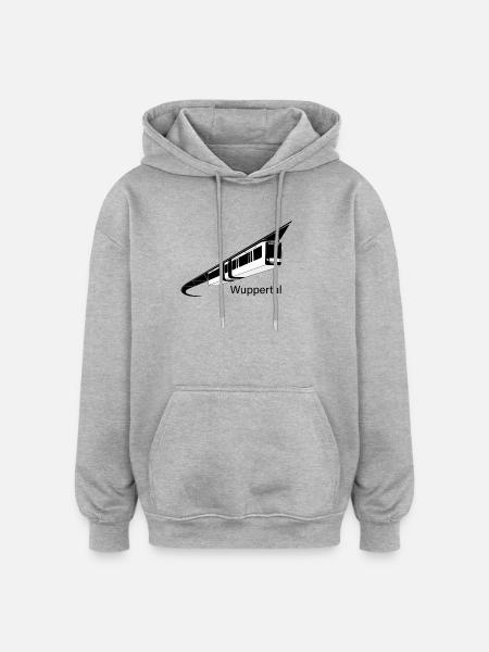Wuppertal suspension railway font black/white - Oversized Unisex Hoodie - heather grey