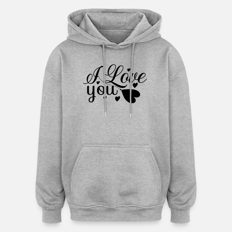Je t’aime - Sweat à capuche oversize unisexe - gris chiné