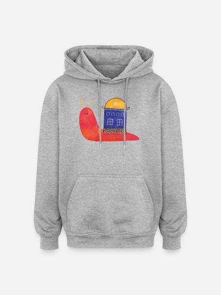 Schnecke mit Haus – Lustiges Design 🐌🏡 - Oversized Unisex Hoodie - Grau meliert
