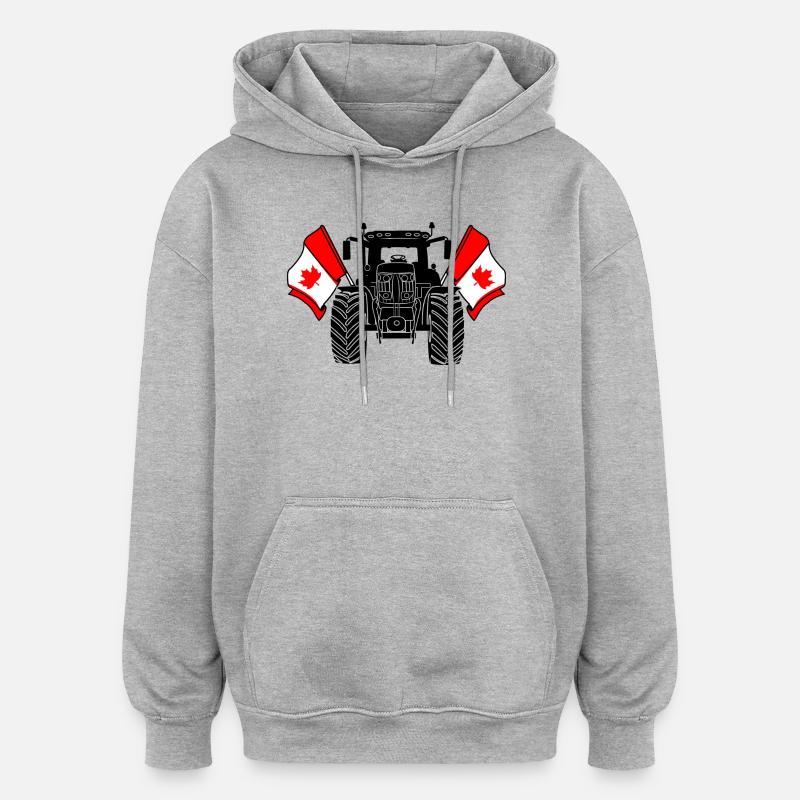 Traktor Zwei Flaggen Kanada - Oversized Unisex Hoodie - Grau meliert