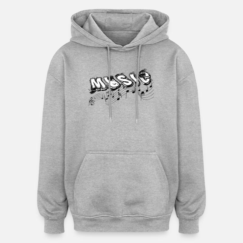 MUSIQUE Faute de frappe avec notes - Sweat à capuche oversize unisexe - gris chiné