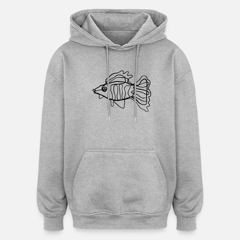 Fish - Oversized Unisex Hoodie - heather grey