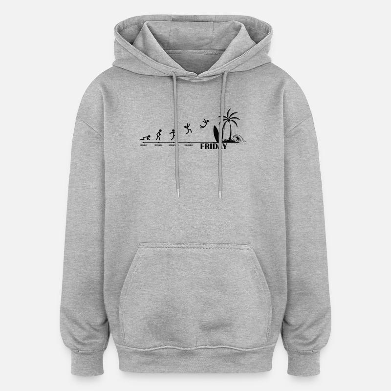 Enfin, Friday Beach Evolution - Sweat à capuche oversize unisexe - gris chiné