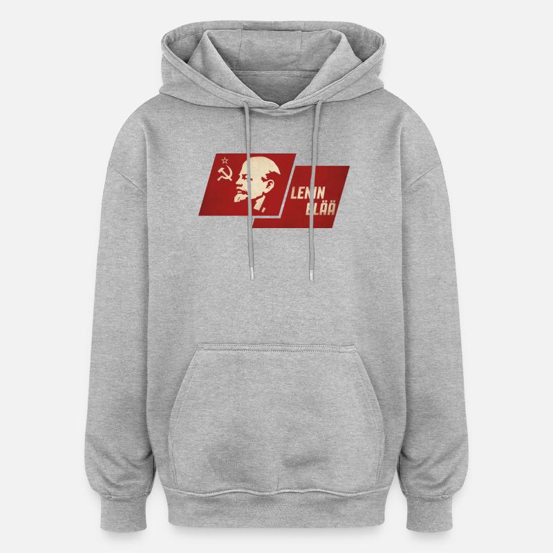 Lénine vit - Sweat à capuche oversize unisexe - gris chiné