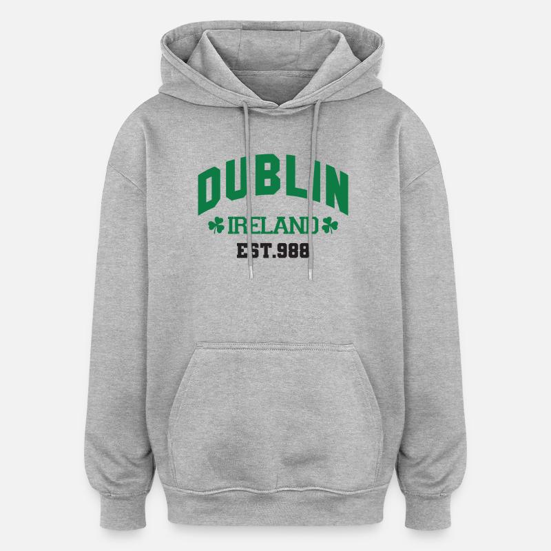 Dublin - Irlande - Sweat à capuche oversize unisexe - gris chiné