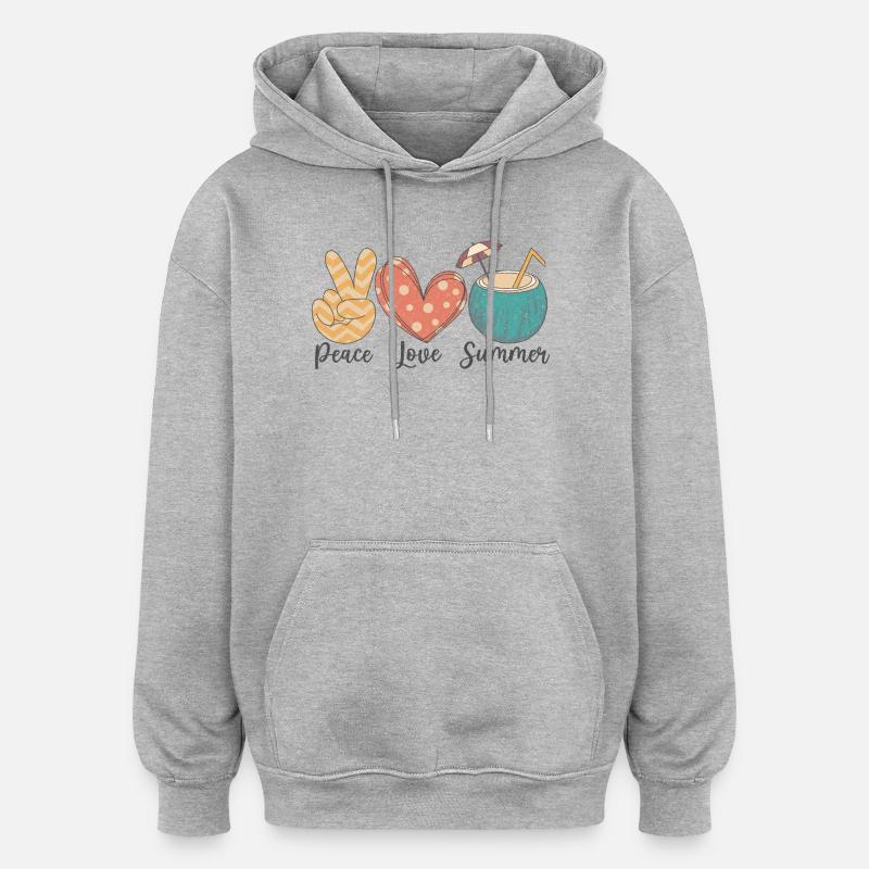 Paix Amour Été - Sweat à capuche oversize unisexe - gris chiné