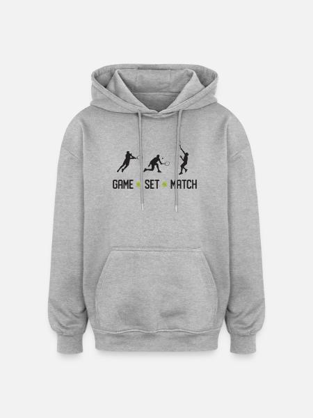 Tennis - Game Set Match - Oversized Unisex Hoodie - heather grey