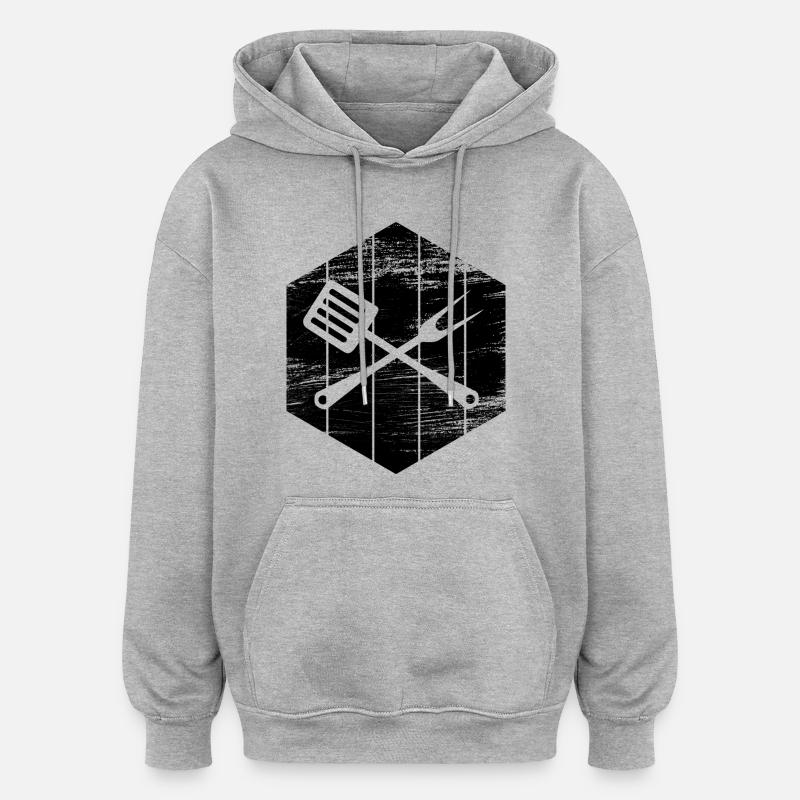 Cuisine - Sweat à capuche oversize unisexe - gris chiné