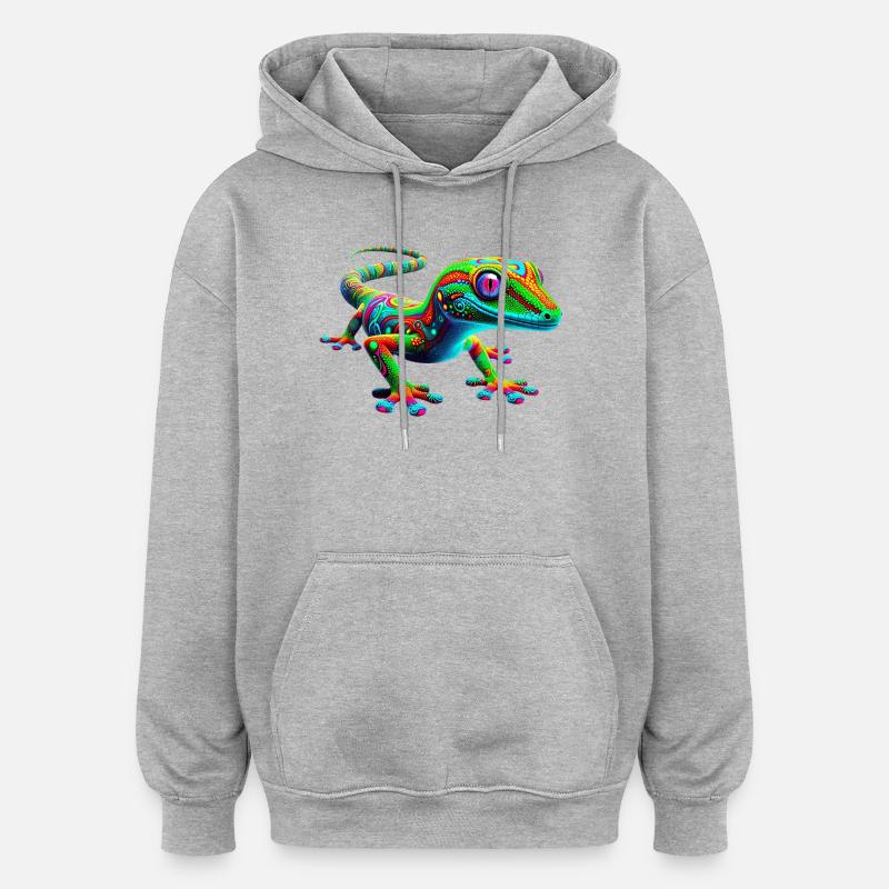 Gecko - Sweat à capuche oversize unisexe - gris chiné