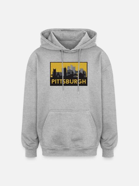 Pittsburgh Silhouette Gold - Oversized Unisex Hoodie - heather grey