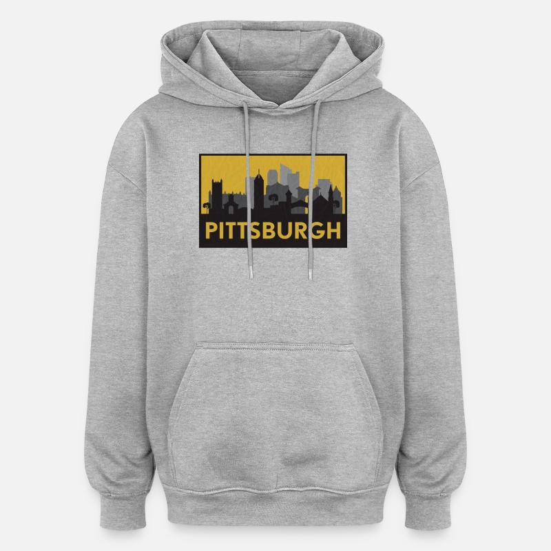 Pittsburgh Silhouette Or - Sweat à capuche oversize unisexe - gris chiné